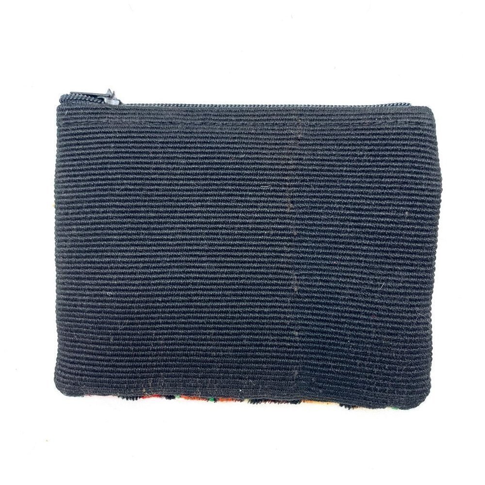 Embroidered Floral Cotton Zip Wallet-Red/Orange/Green/Black, Guatemala 4.5"x3.5" - Picture 2 of 6